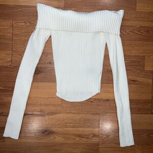Edikted Off-Shoulder Cream Sweater